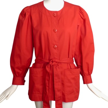 YVES SAINT LAURENT- 1980s Red Cotton Jacket, Size-6