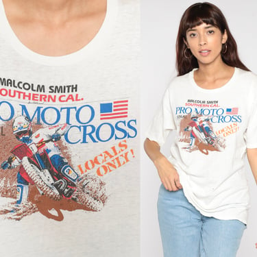 Malcolm Smith Motocross Shirt 90s Dirt Bike Shirt Southern California Shirt Pro Final Dirtbike Athletic Tee Vintage Sports Medium 