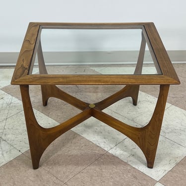 Lane Mid-Century Modern End / Side Table With Glass Top (SHIPPING NOT FREE) 