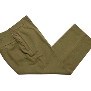 Vintage WWII US Army OD Wool Field Trousers / Pants ~ measure 31.5 Waist ~ Button-Fly ~ Military Uniform ~ 1940s / 40s ~ 31 32 Waist 