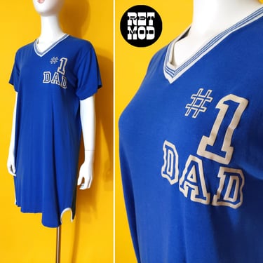 Ridiculous Vintage 70s 80s Blue #1 Dad SOFT Nightshirt or Dress 