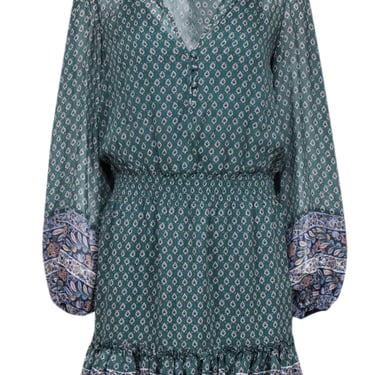 Veronica Beard - Green Long Sleeve Mini-Dress Sz 8