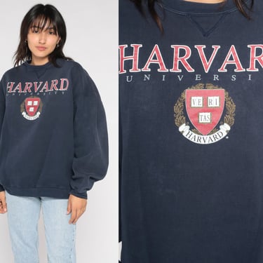 Harvard Sweatshirt 90s University Sweatshirt Boston College Shirt Ivy League Graphic Pullover Crewneck Blue Crimson Red Vintage 1990s xl 