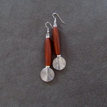 Long hair pipe bone and silver earrings 33 