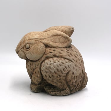 vintage Concrete Rabbit Garden Figurine 