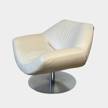 Roche Bobois Leather Swivel Lounge Chair