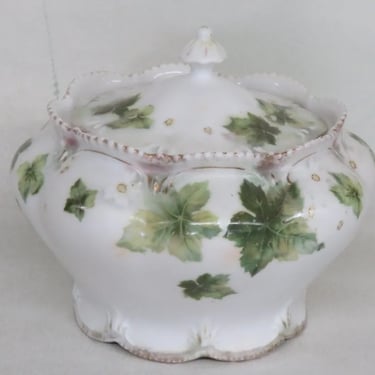 RS Rosenthal Covered Dish Jar with Leaf Design and Gold Accents 3845B