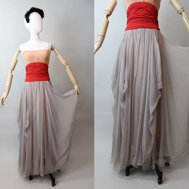 1940s HOWARD GREER chiffon draped gown dress xs | new fall 