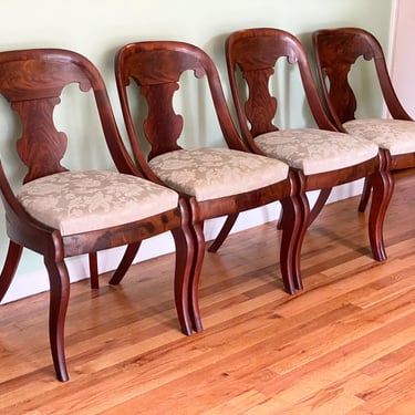 Four American Mahogany Gondola Chairs, Circa 1800s - *Please ask for a shipping quote before you buy. 