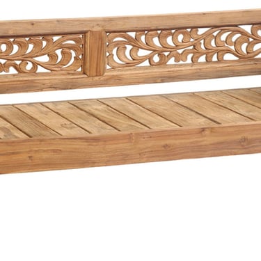 Carved Teak Bench by Terra Nova Designs Furniture Los Angeles 