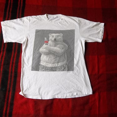 Vintage T-shirt Coca Cola Polar Bear Drinking Bottle Coke sz XL 1990s 