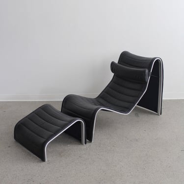 Leather Lounge Chair and Ottoman by R.S Associates