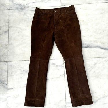 Vintage Highway Brown Leather Suede Straight Leg Pants Rare Find Size 15 