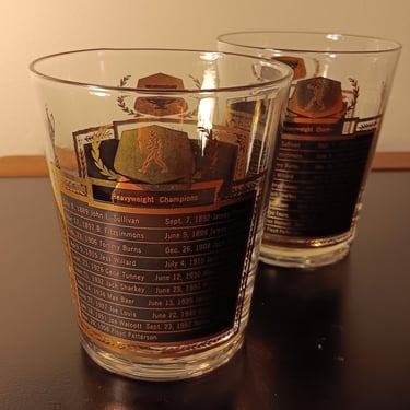 CERA Vintage Sports Themed Rocks Old Fashioned Glasses Featuring Heavyweight Champions and All Time Greats | Set of 2 