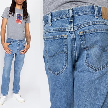 32x29 Vintage 90s Lee Jeans | Men's Medium Wash Denim Straight Leg Jeans 