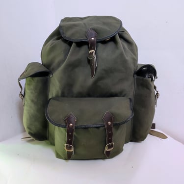 Vintage Backpack/ Green Backpack Old Backpack/ Vintage Rucksack/ Retro Canvas Rucksack/Tourist Backpack/ Fishing Backpack/ 70s 