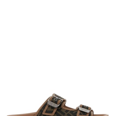 Fendi Men Embroidered Canvas Fendi Feel Slippers
