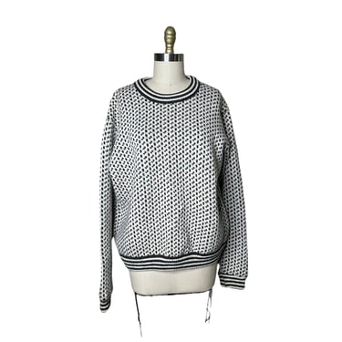 Vintage LL Bean Navy Birdseye Wool Blend Norwegian Fisherman’s Sweater, Men’s L 