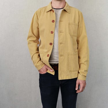 Washed Camel 60s Style French Herringbone Cotton Twill Canvas Chore Jacket - S M L XL 2XL 3XL 