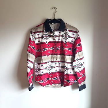 Vintage 1990's RoughRider Patterned Western Button Shirt / Southwestern / M to L / Pioneer 