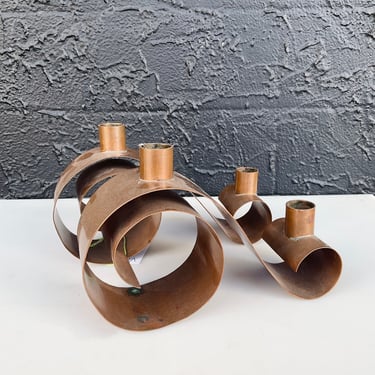 Copper  Swirl Candleholders