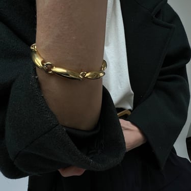 Sleek Vintage Gold Tubular Link Bracelet