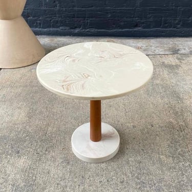 Mid-Century Modern Walnut & Faux Marble Side Table, c.1960’s 