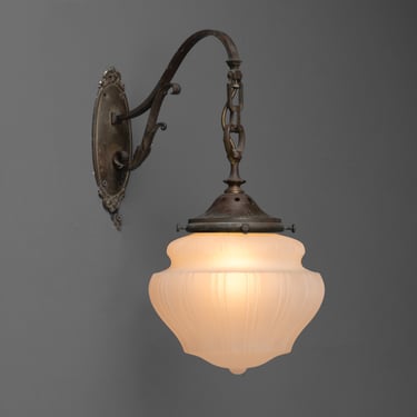 Opaline & Brass Sconce