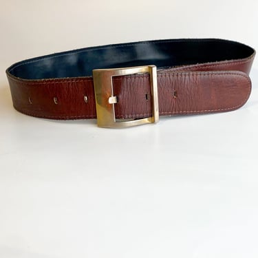 Espresso Brown Leather Belt, sz. Small