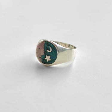 Sterling Moon and Star Ring