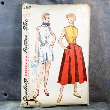 1950 Simplicity #3160 Pattern | Your Choice of Sizes 14/Bust 32