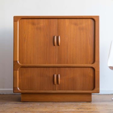 Vintage Danish Mid Century Teak Media Cabinet with Tambour Doors by Dyrlund 