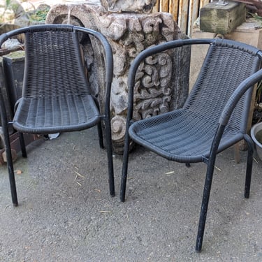 Pair of Vintage Black Metal Garden Chairs