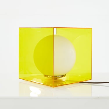 Laurel Mid Century Yellow Acrylic Cube Lamp - mcm 