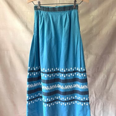 Vintage 1950s Guatemalan Woven Embroidered Cotton Skirt Size XXS 