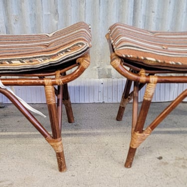 Mid-Century Modern Bamboo Foot Stools 1970's - a Pair 