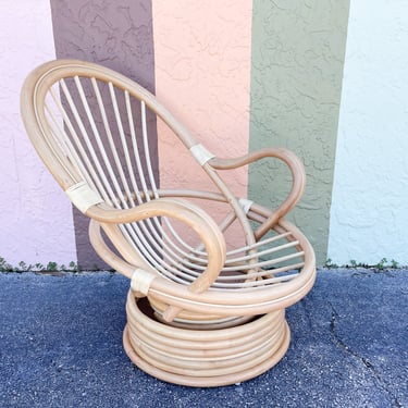 Old Florida Rattan Swivel Chair