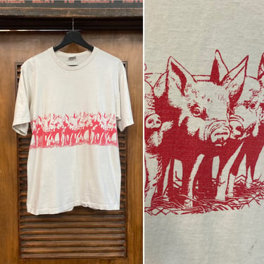 Vintage 1980’s “Crazy Shirt Hawaii” Border Pig Design Surf Skate Cotton Tee, 80’s T Shirt, 80’s Graphic Tee Shirt, Vintage Clothing 