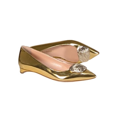 Rupert Sanderson - Gold Metallic Pointed Toe Flats Sz 7.5