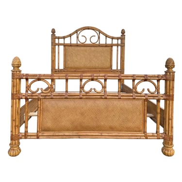 Bamboo Queen Bed with Rattan Post Headboard & Footboard 67