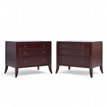Barbara Barry for Baker Mahogany Commode Nightstand End Tables - Pair - mcm 