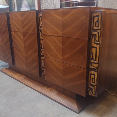 Mid-Century Modern Brutalist / Tiki Dresser by United Furniture 