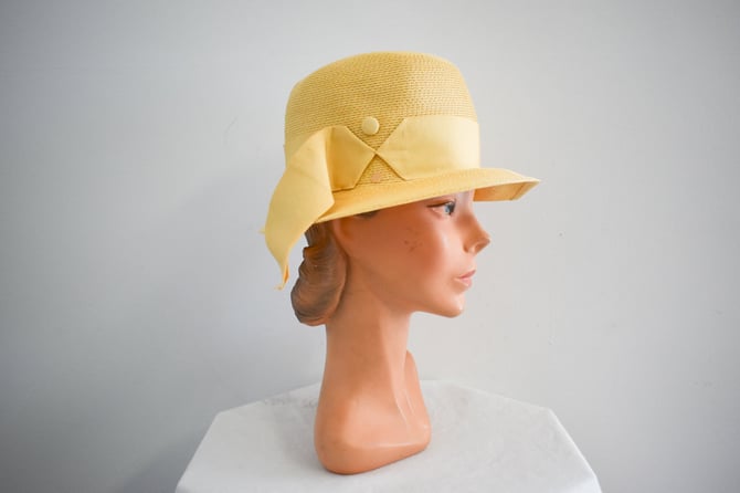 1960s Custard Yellow Straw Hat 
