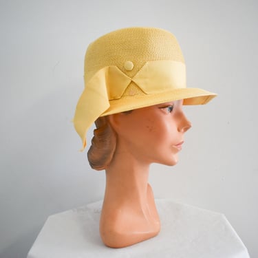 1960s Custard Yellow Straw Hat 