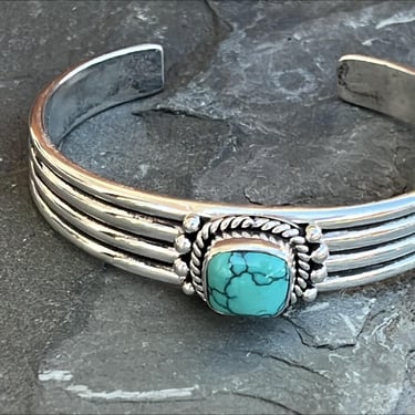 Raymond Coriz ~ Vintage Kewa Turquoise and Sterling  Silver Cuff Bracelet - 28 Grams 