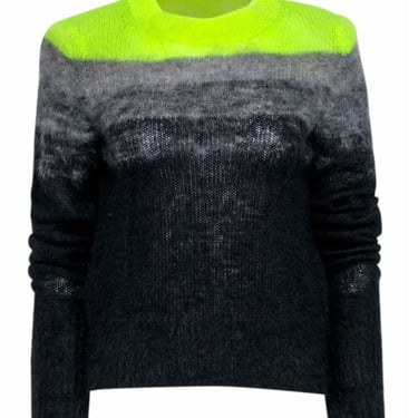 Zadig &amp; Voltaire - Black &amp; Neon Green Mohair Blend &quot;Georgia&quot; Sweater Sz M