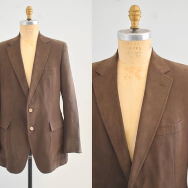 1970s/80s Donald Brooks Feather Suede Suit Coat 