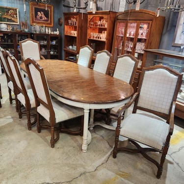 French Country Dining Set with Expanding Table and 8 Chairs