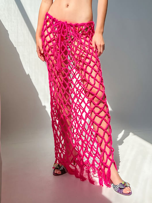 Pink Crochet Mermaid Skirt (XS-XL)