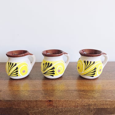 Vintage Mexican Pottery Mugs - Set of 3 